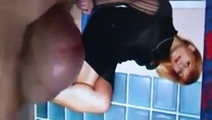 Cum on girl in black dress