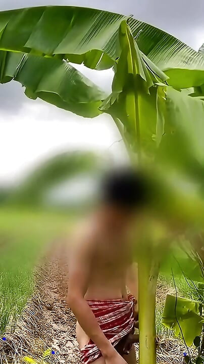 Thai guy fuck banana tree