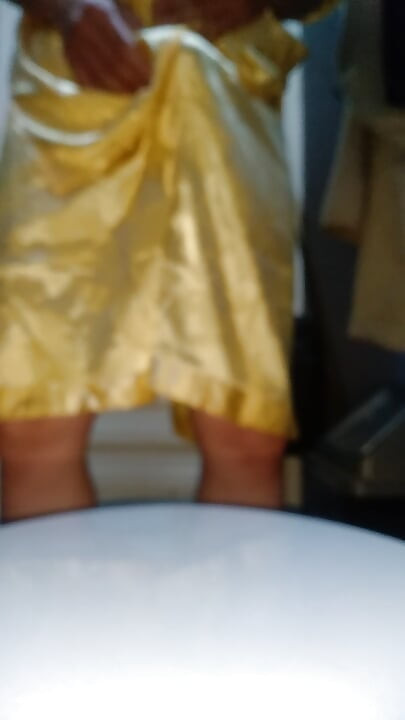 Crossdresser cum wearing satin pajamas