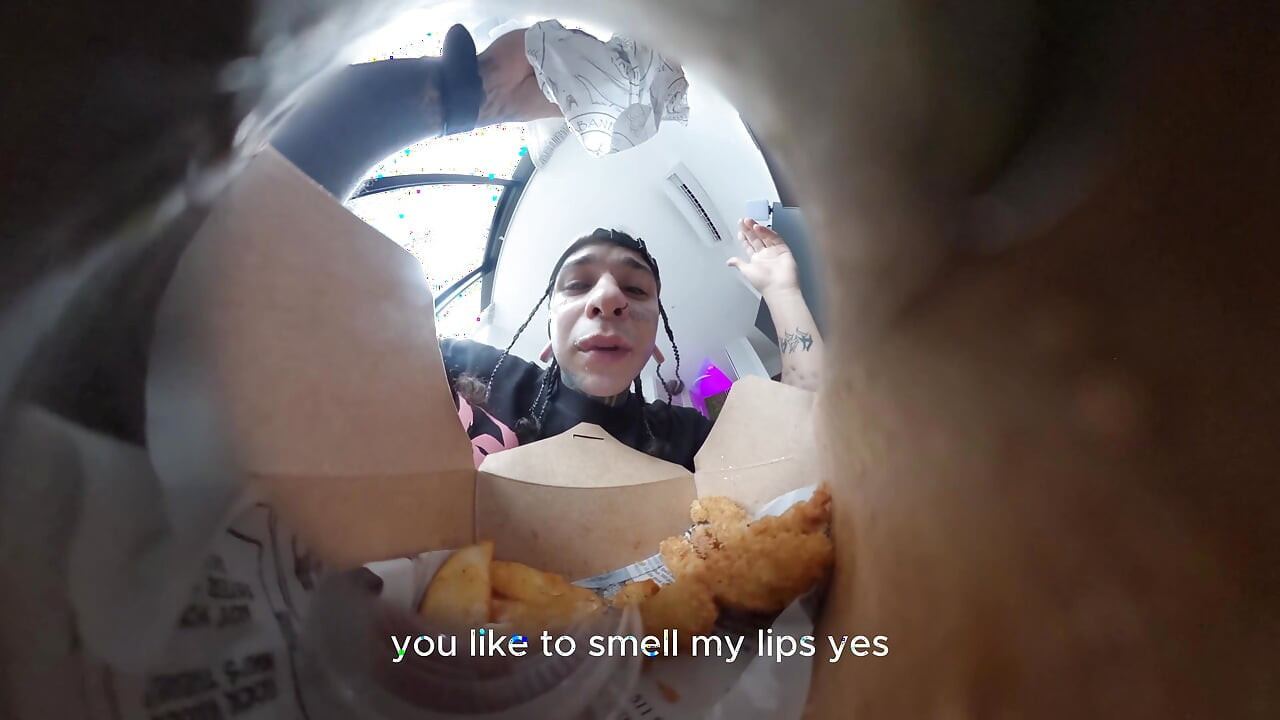 The Giant Allows the Tiny Human to Observe It Very Closely While It Eats