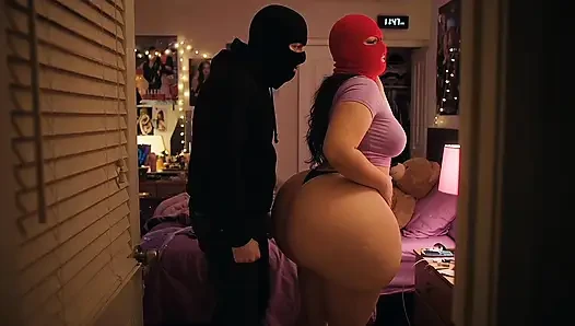 Big Ass Girl in Tight White Leggings Gets Pressed by Stranger in Her Room