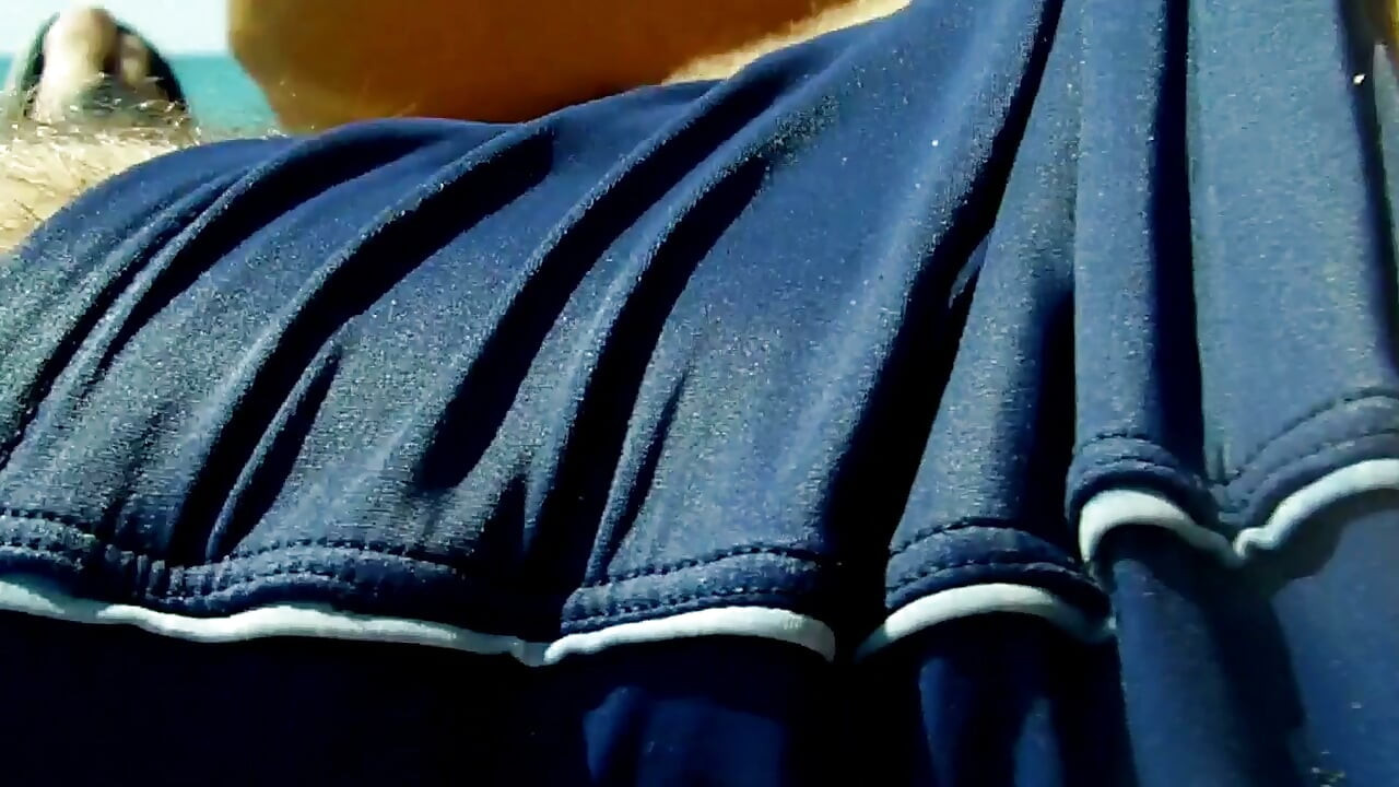 My teen stepdaughter gave me a delicious blowjob while we were walking by the sea