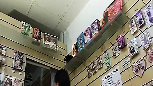 France Babe Eating Cum in Sex Store