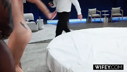 WIFEY Blonde MILF Harlie Hotwife Holds Hubby's Hand While Getting Fucked By Huge BBC
