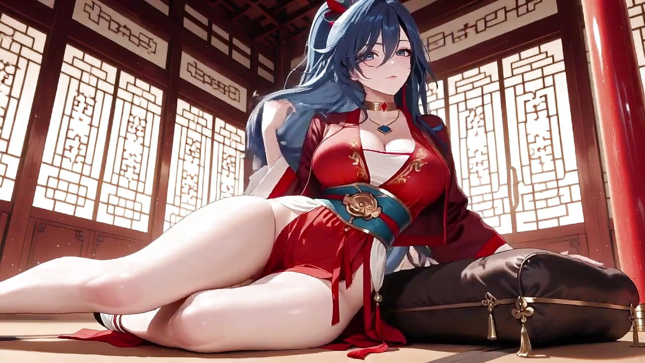 Blue-haired Samurai! Service in the Bamboo Grove. What Secrets Hide Under That High-slit Kimono?