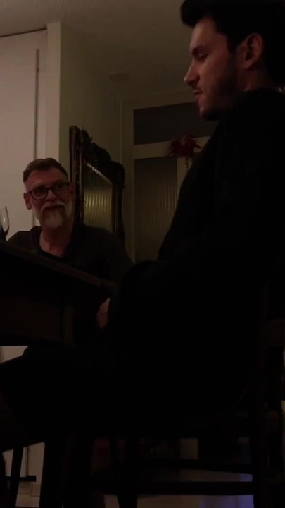 Boy jerking off at the dinner table | Clip 1