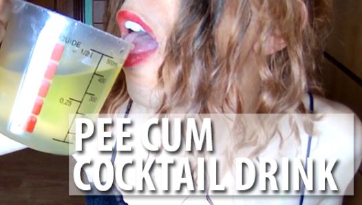 Enjoy my pee and cum cocktail. 400ml pee cum DRINKING