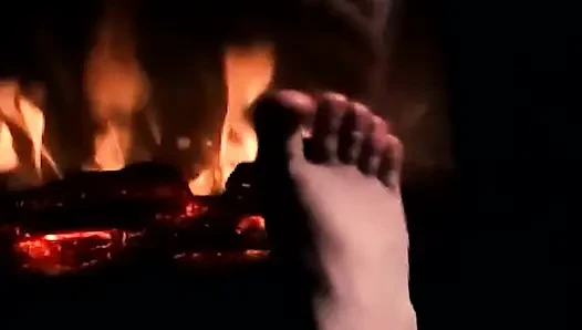 Warming My Feet on the Fire so They Get Warm and Sweaty for Your Cock and Balls