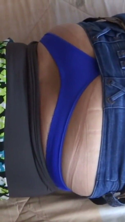 Mature shows off her big ass in jean, fingering, masturbatio | Clip 1