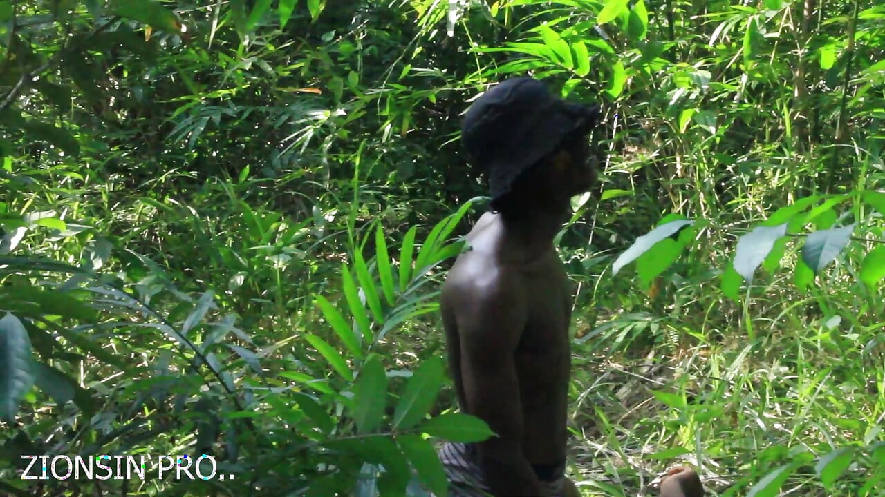 African girl in search of firewood in the bush got fuck by a bush man