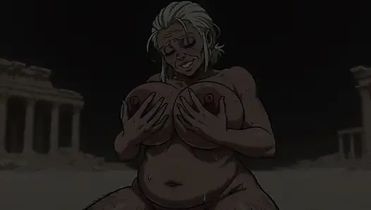 Ai olgun güzeller tozlu antik mekanda