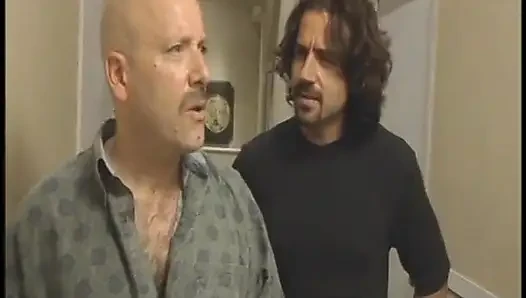 Busty fucker ends up sucking her stepfather's cock in front of his friend