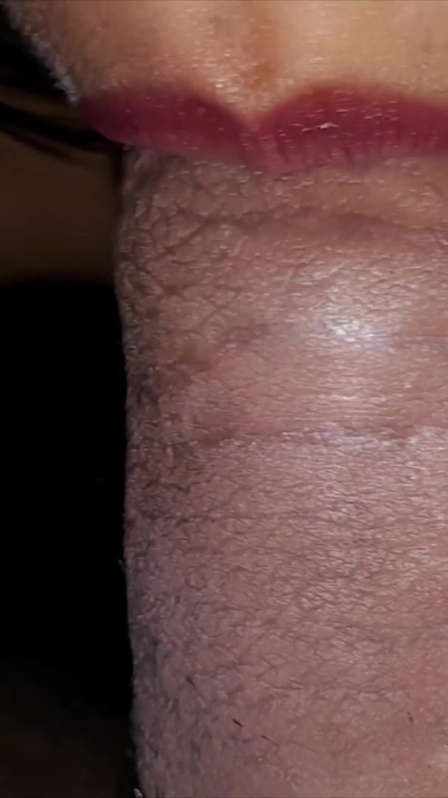 I give my husband a blowjob after work and he cums in my mouth a lot of cum