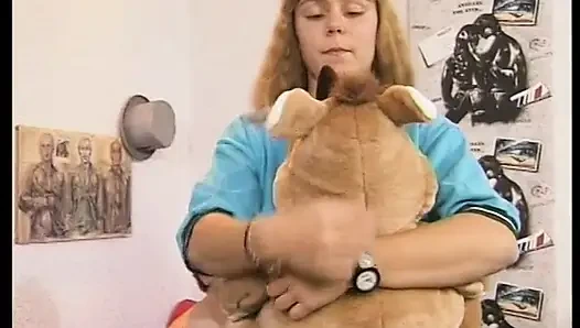 Blonde teen bitch fingered in front of camera