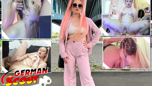 German Scout - Pink Hair Teen Maria Gail with Saggy Tits at Rough Anal Sex Casting