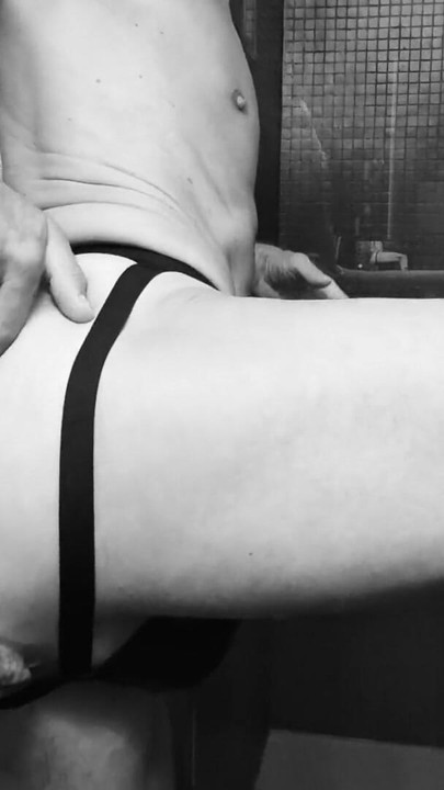 Anal self fisting in jockstrap with huge ass lips and prolapse | Clip 1