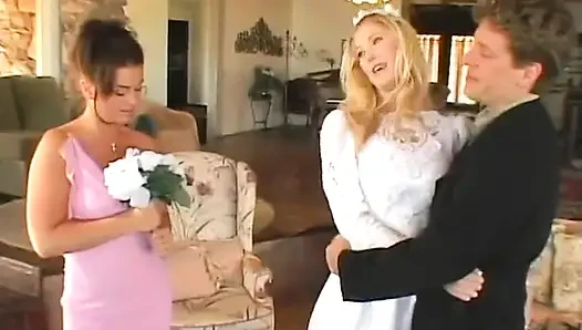 Gelin, damat ve nedime öfkeli üçlü sikişiyor