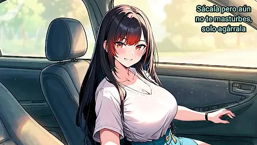 Spanish JOI. Drive (in a game) with one hand and with the other.