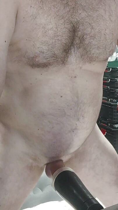 Solo Male fuck  flashlight and hold cum on the edge