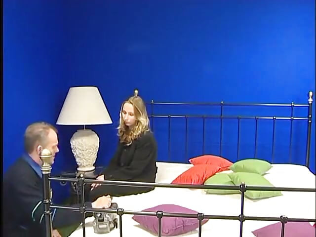 Sexy blonde teen sucks an older guy's cock at the casting