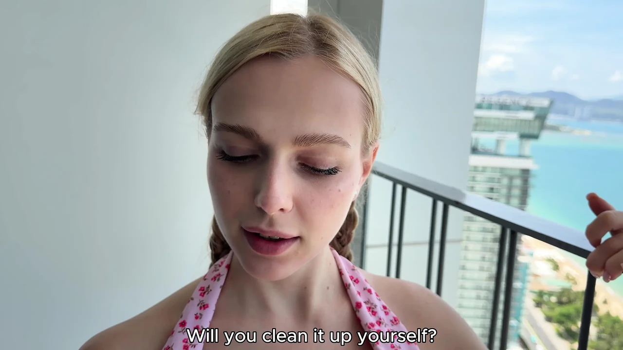 FUCK ME ON THE BALCONY! MY STEP-SISTER DOESN'T WANT TO CLEAN THE HOUSE, SHE WANTS TO FUCK IN PUBLIC!!! THE NEIGHBORS SEEN US!!!