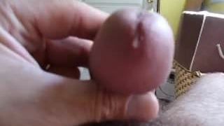 Thick small penis pre cum play on bed