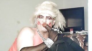 Mature crossdresser likes BBC