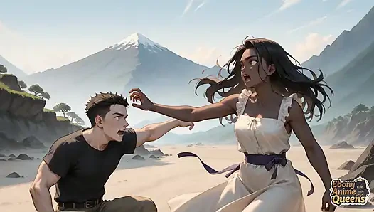 Ebony Queen's Mountain Beach Blowjob - Fantastic XXX!