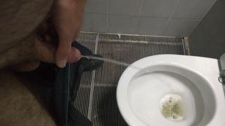 Piss and cum in motorway pubblic toilette