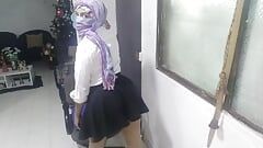 Real Hot Arab MILF In School Outfit Masturbates And Squirts To Orgasm In Niqab While Husband Away