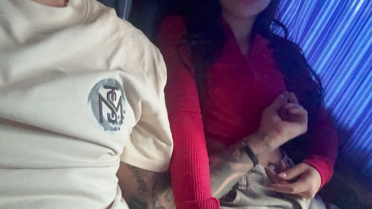 Teen Road to jerkoff and fingering pussy with in service bus