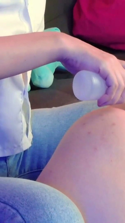 Self-cum facial eating with anal fingering femdom handjob | Clip 1