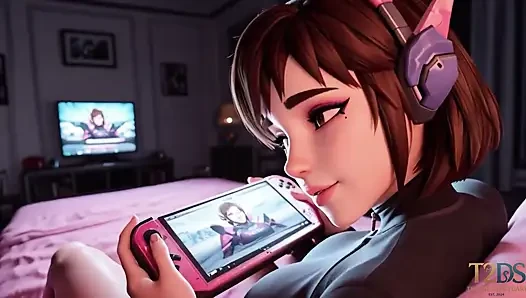 D.Va геймершку трахают во время игр - кримпай в видео от первого лица