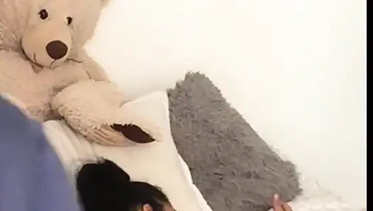 I massage my girlfriend and then she asks me to fuck her with dildo