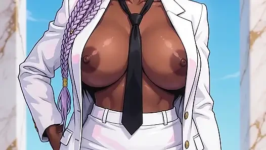 Big Breast Executive Ebony Babe with a Tight Black Ass Bald Pussy