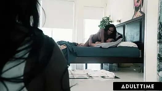 ADULT TIME - Heartbroken Ana Foxxx Catches Ex With New Babe August Skye & Has To Watch Them Fuck