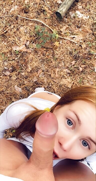 Sloppy blowjob in the park. She mouth is made for cock