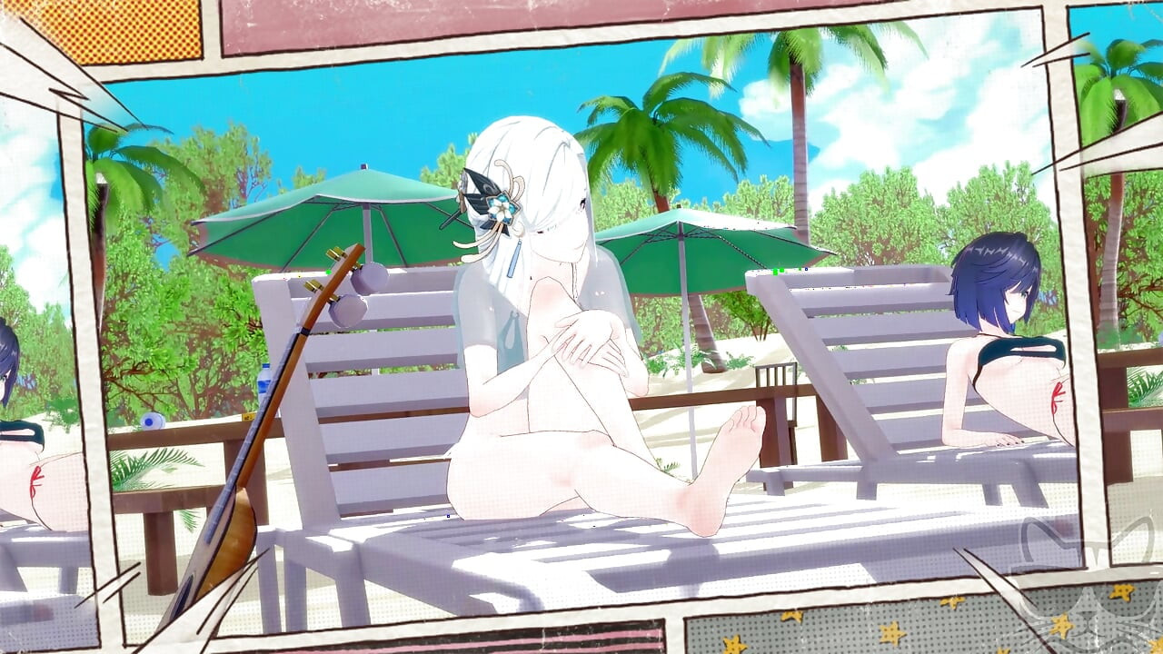 Yelan x Shenhe beach time ! (genshin impact)
