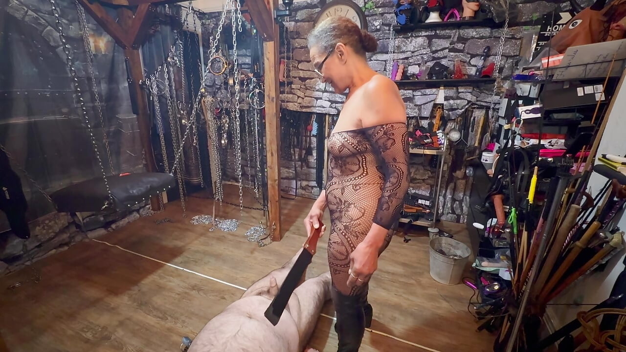 Part 3:- Black Berry Milf keeps and eye Booboo while Domina is in Wales. Spitting on him etc