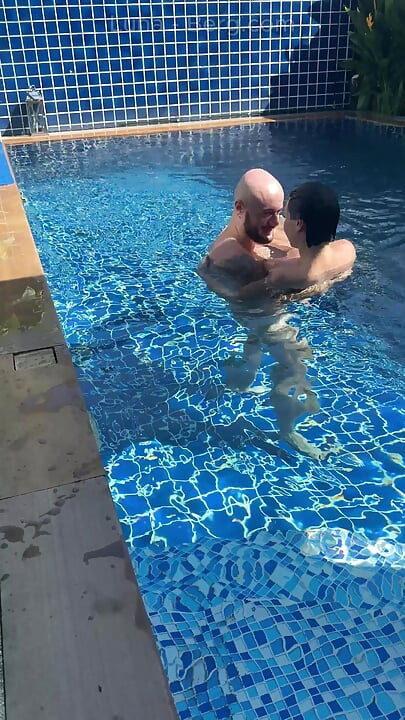 Pool Day: Cheating Busty Wife Having Fun with Her Lover. Big Boobs, Sun and Big Cock
