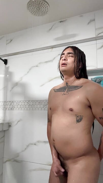 Enjoying the big plastic cock