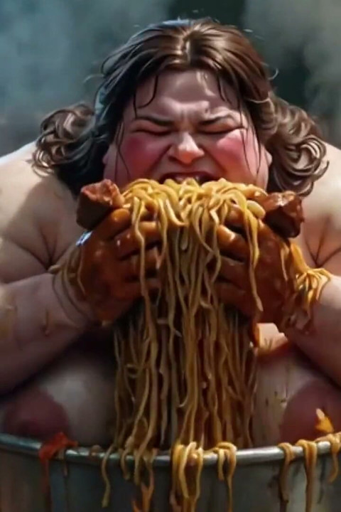 Massive SSBBW Naked Eating Food Like Crazy - Hairy Pussy Exposed