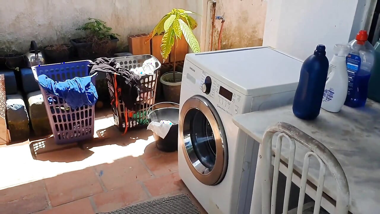 I Got Stuck in the Washing Machine My Black Dick Stepson Took Advantage and Fucked Me