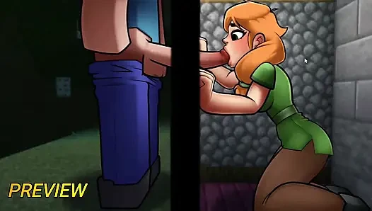Hornycraft blowjob through glory hole at night