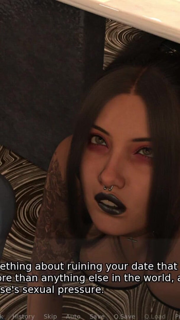 Thrilling moment from "Chubby Goth With Huge Boobs Playing With Hot BBW MILF Landlady - Blacked House 10 3D Porn Game"