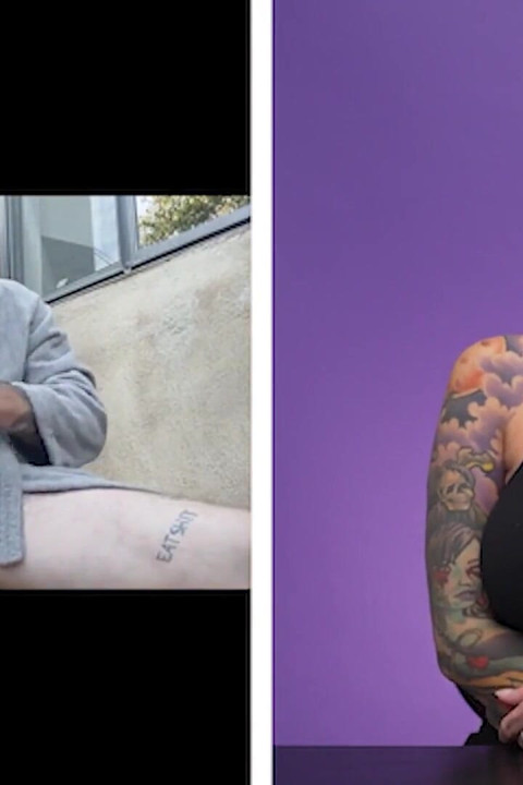 Orta yaşlı seksi kadın dövmeli güzeller canavar yarakla mastürbasyon yapıyor