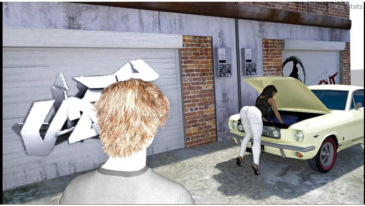 Project hotwife - gameplay - juego de roles - esposa intenta reparar coche y mojarse
