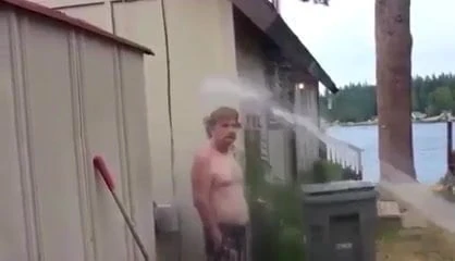 Sexy babe funny  shower squirt