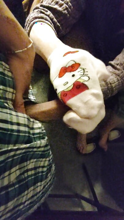 Sexy Pink Hello Kitty Sockjob & Sock Handjob
