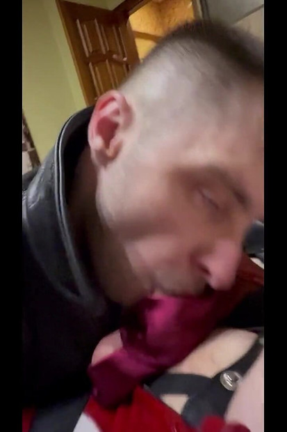 Men in Suit Suck Big Dick by Leather Biker in Motogear